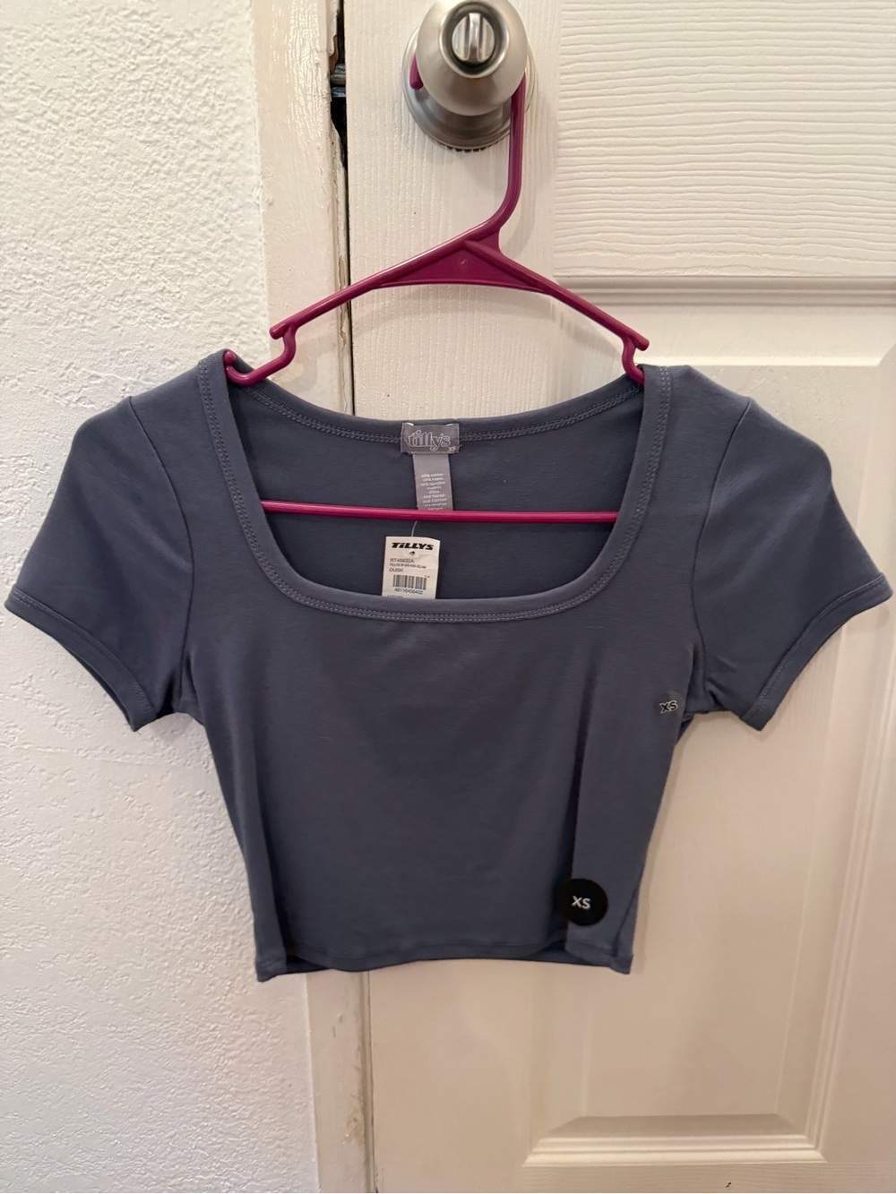 Women's Square Neck Crop Top in purple/blueish gray